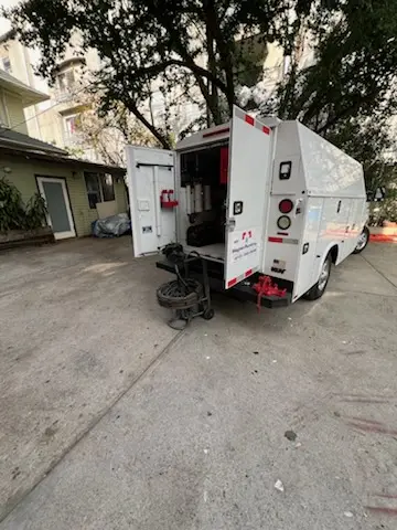 Magnet Plumbing service vehicle on-site for Sewer Line Repair in Montverde